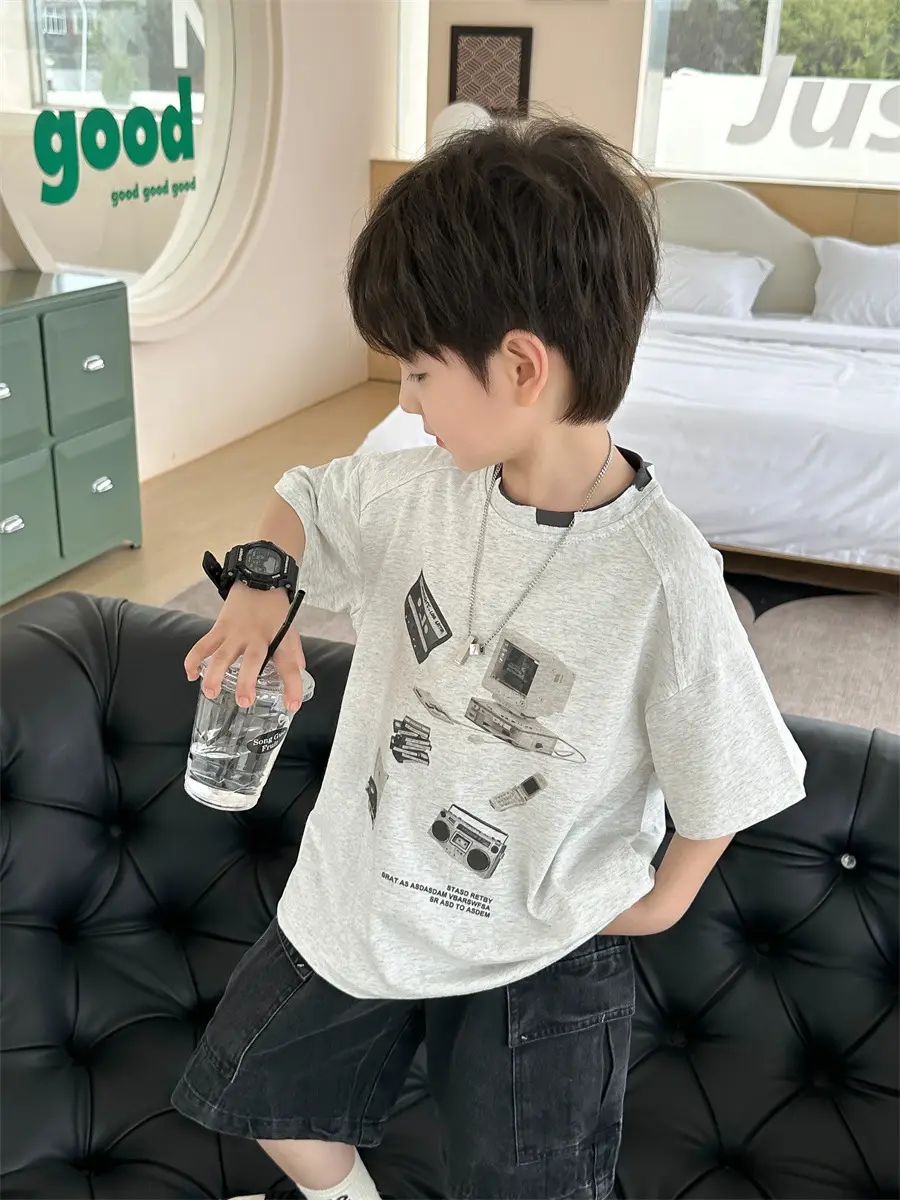 Boys Printed T-Shirt Double Collar Summer 2025 - Image 4