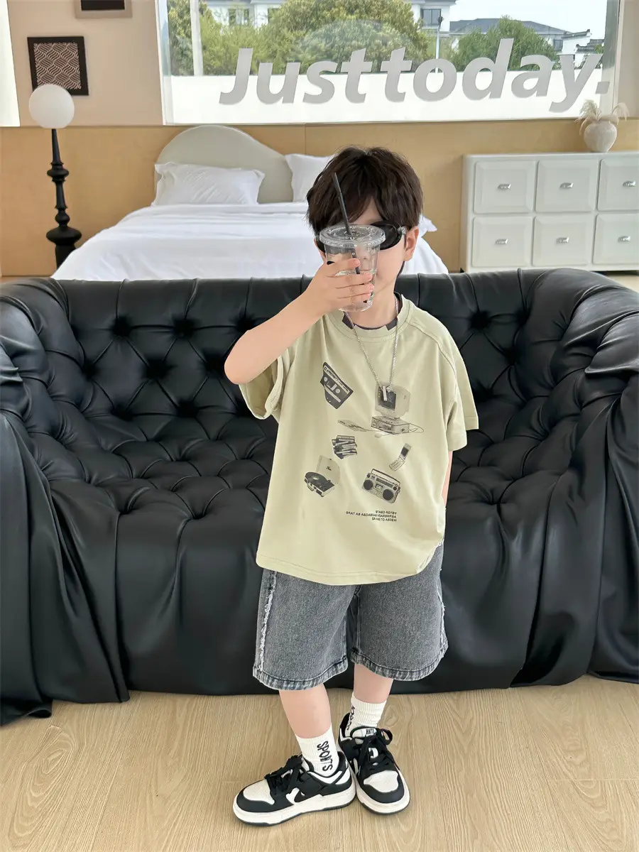 Boys Printed T-Shirt Double Collar Summer 2025 — feature 9