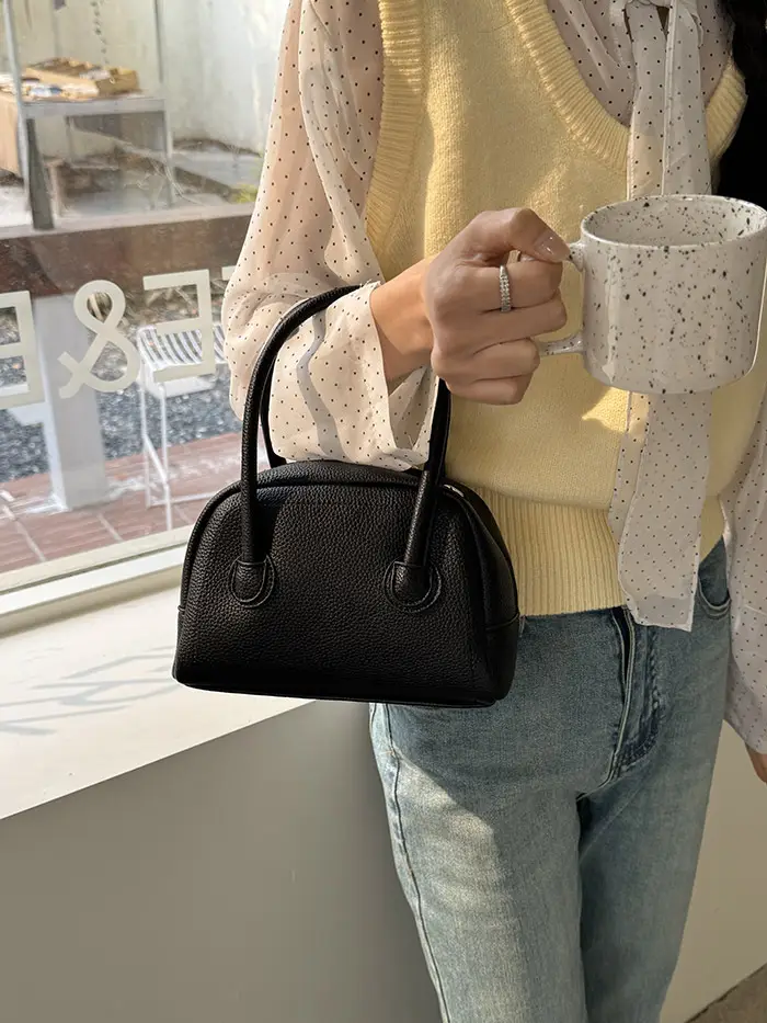 Korean Style Yellow Bowler Bag for Women - Image 2