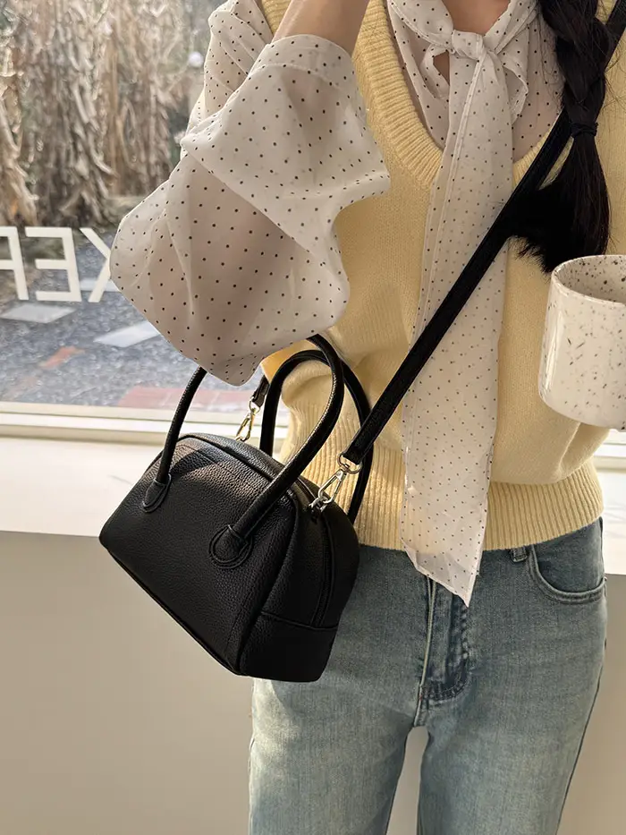 Korean Style Yellow Bowler Bag for Women - Image 6