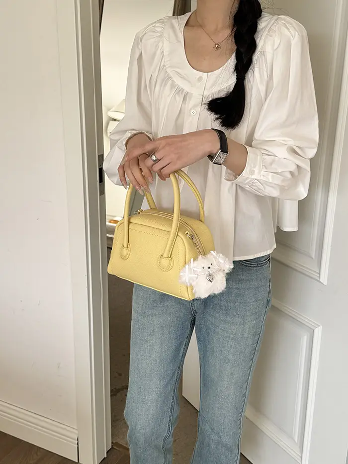 Korean Style Yellow Bowler Bag for Women — feature 11