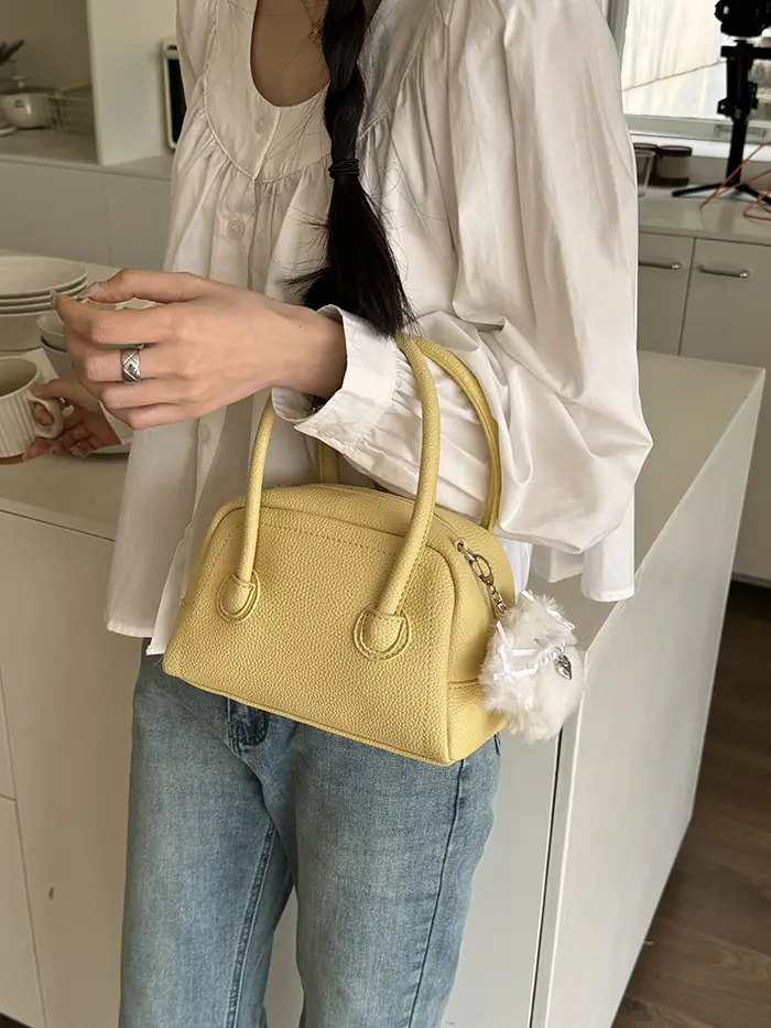 Korean Style Yellow Bowler Bag for Women — feature 12