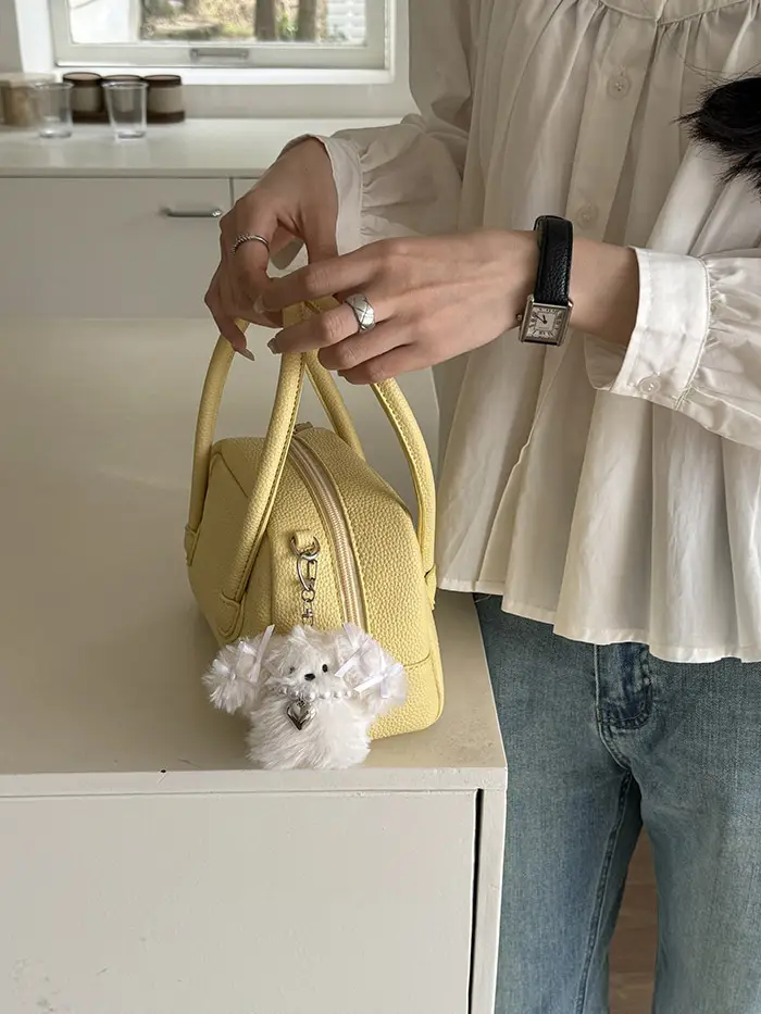 Korean Style Yellow Bowler Bag for Women — feature 13