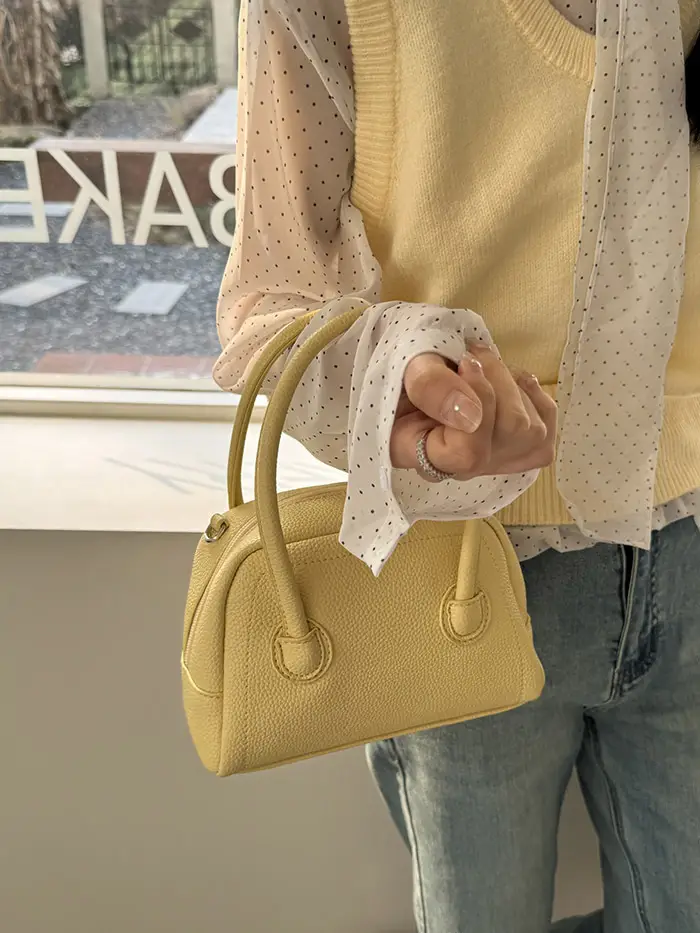 Korean Style Yellow Bowler Bag for Women — feature 15