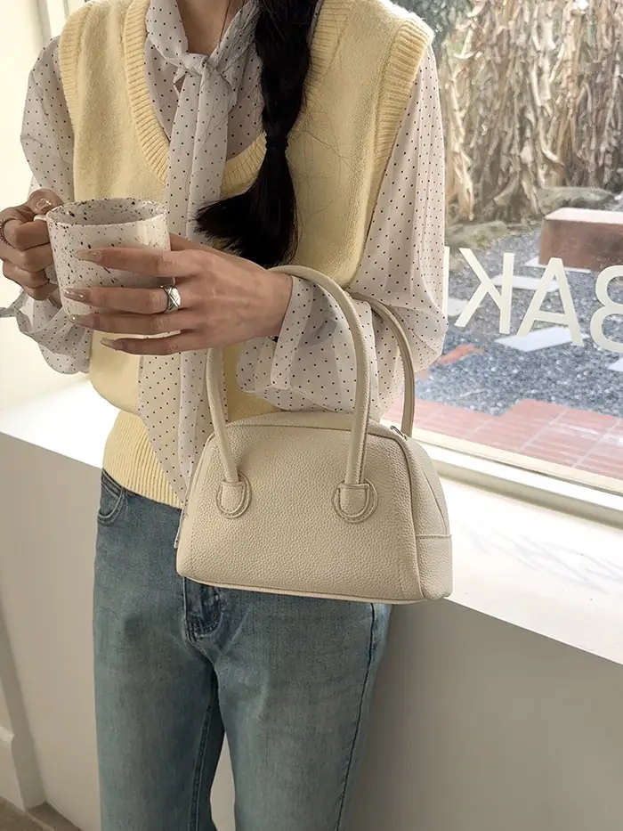 Korean Style Yellow Bowler Bag for Women — feature 2
