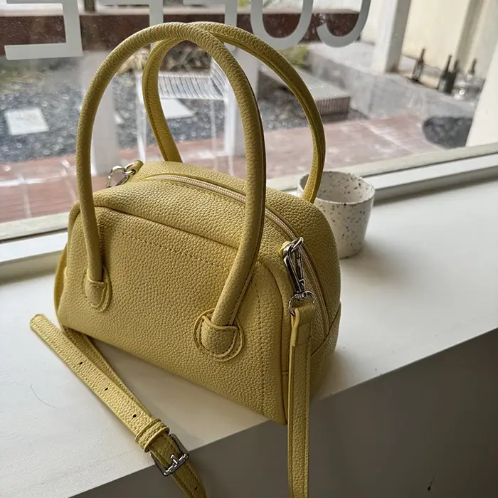 Korean Style Yellow Bowler Bag for Women - Image 3