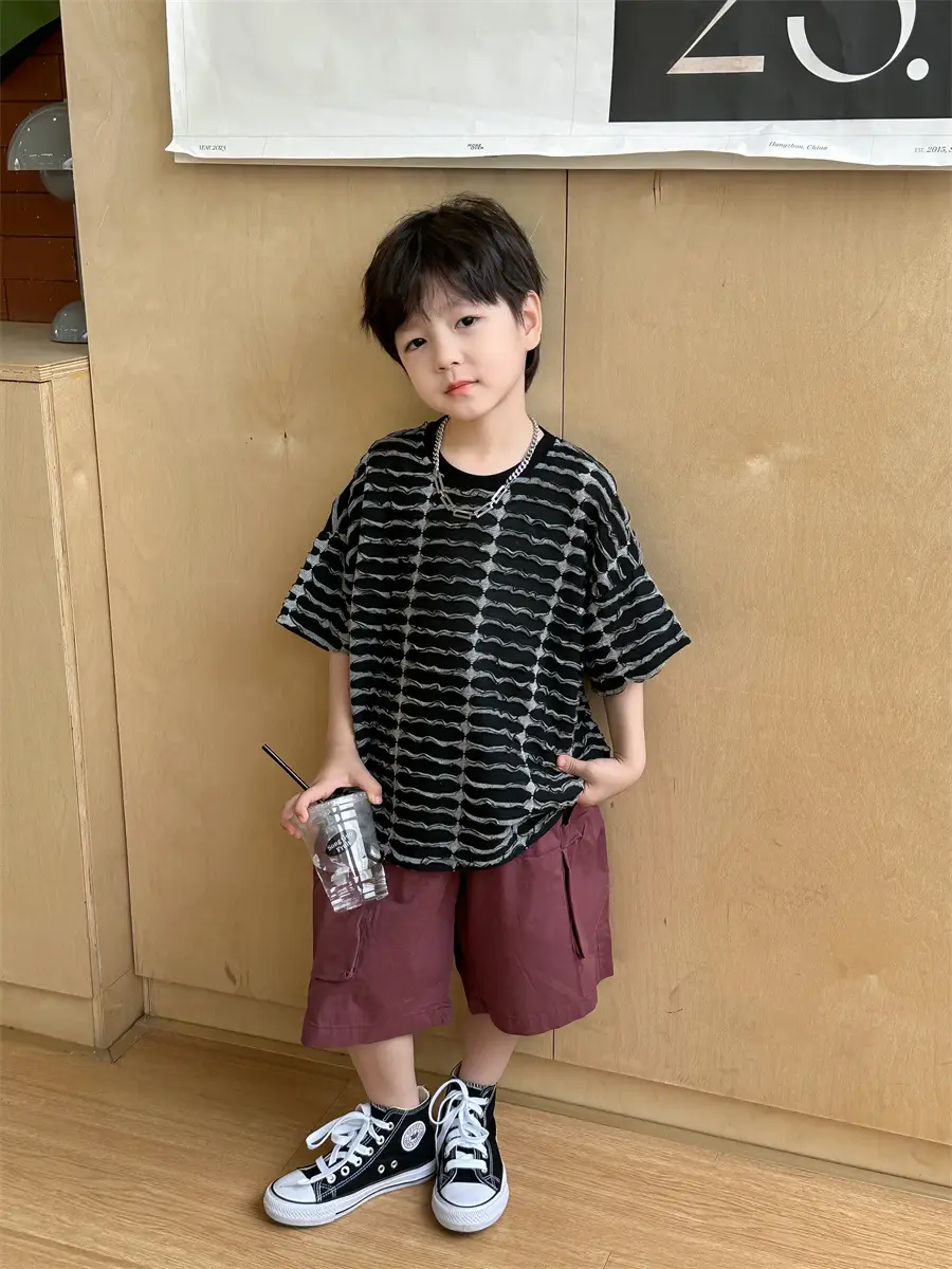 Boys Ripped Stripes T-Shirt 2025 Summer