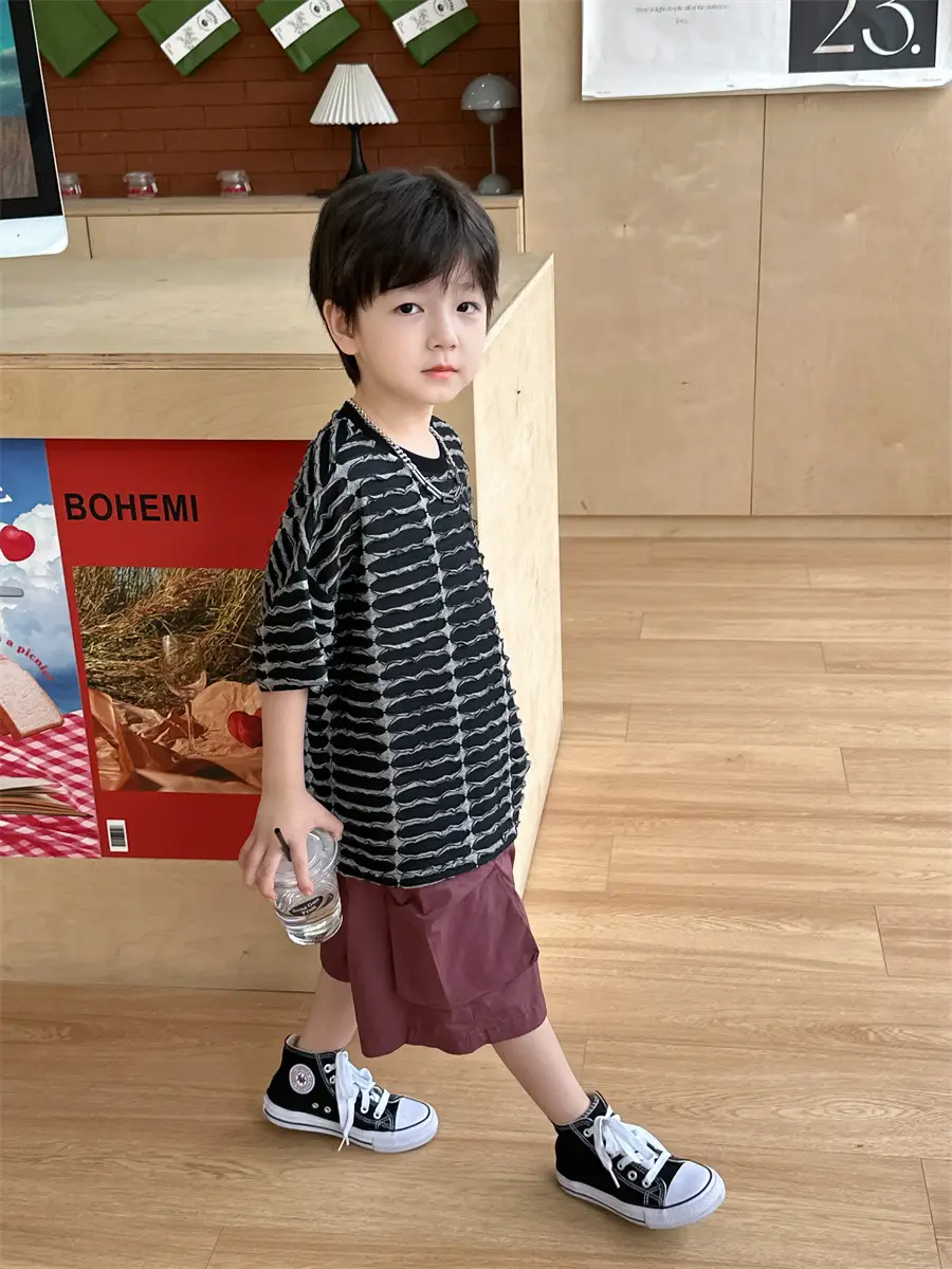 Boys Ripped Stripes T-Shirt 2025 Summer — feature 12