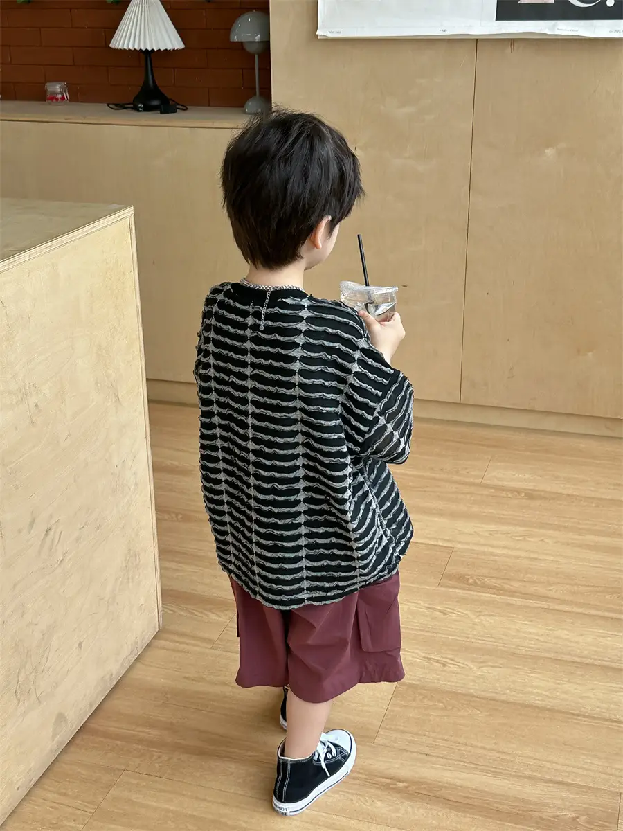 Boys Ripped Stripes T-Shirt 2025 Summer — feature 16