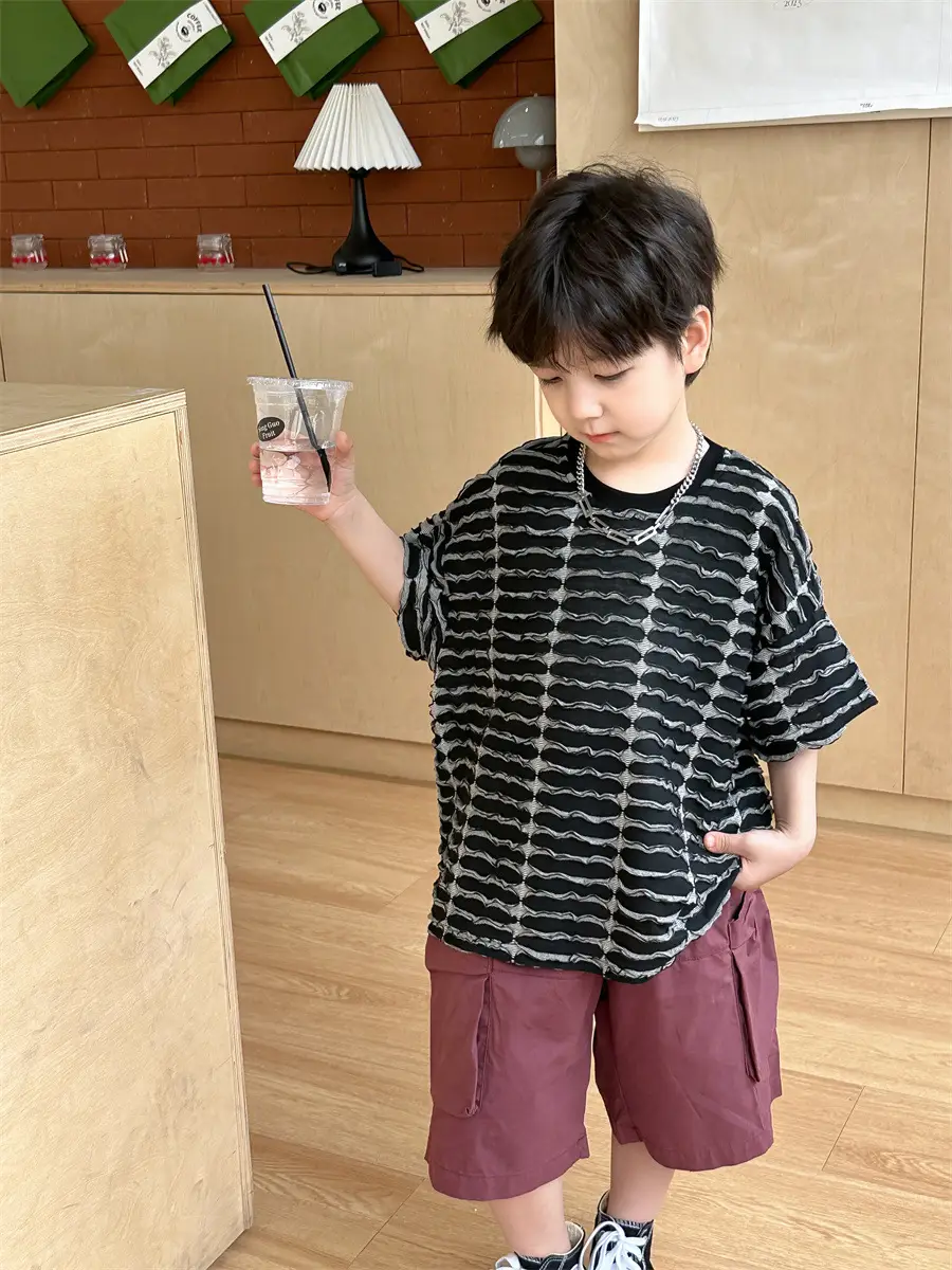 Boys Ripped Stripes T-Shirt 2025 Summer — feature 18