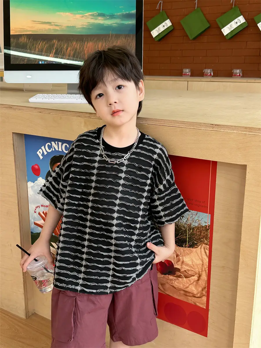 Boys Ripped Stripes T-Shirt 2025 Summer — feature 6