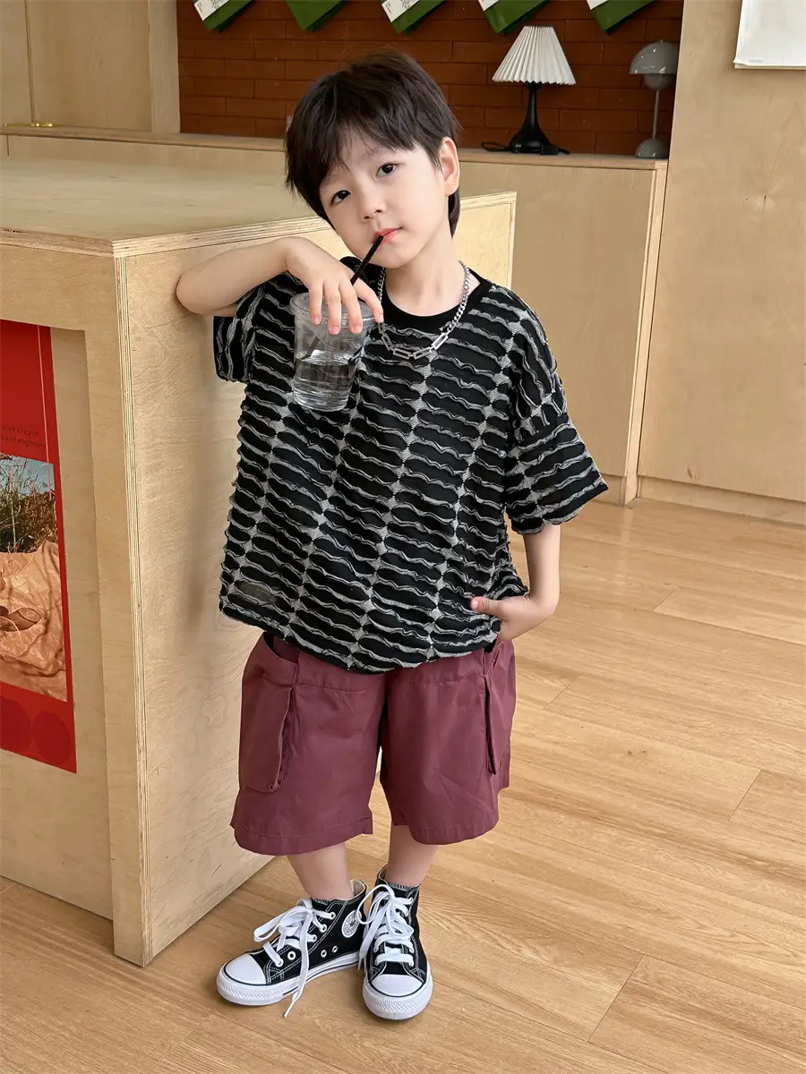 Boys Ripped Stripes T-Shirt 2025 Summer — feature 7