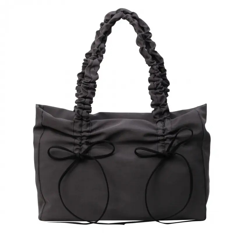 2024 Women's Pleated Shoulder Bag Black Large Capacity - Image 10