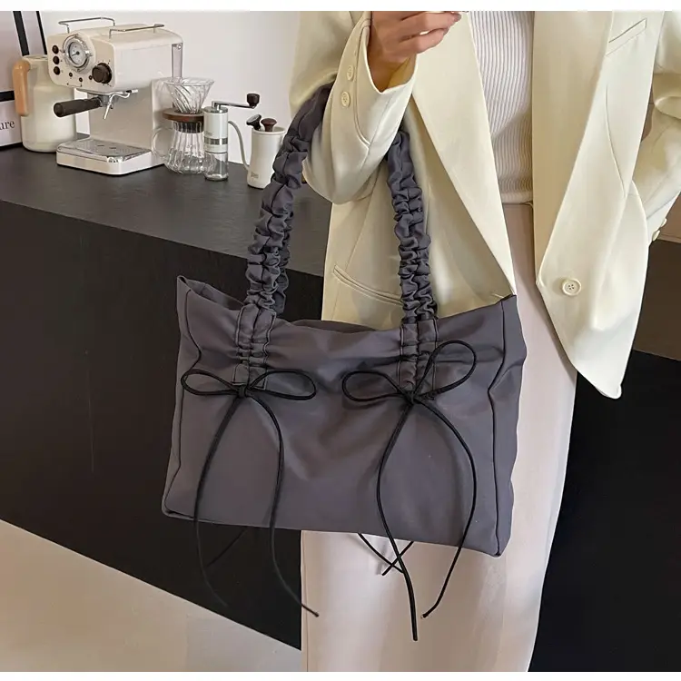 2024 Women's Pleated Shoulder Bag Black Large Capacity — feature 29