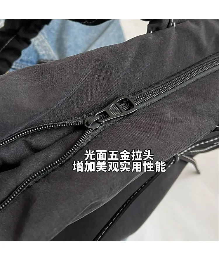 2024 Women's Pleated Shoulder Bag Black Large Capacity — feature 6