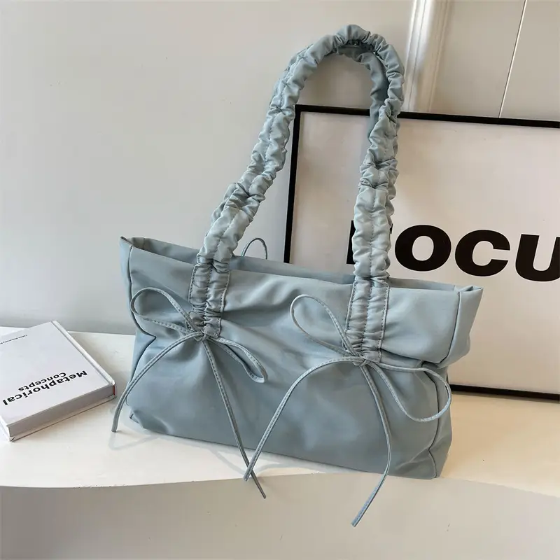 2024 Women's Pleated Shoulder Bag Black Large Capacity - Image 3