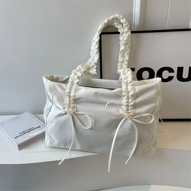 2024 Women's Pleated Shoulder Bag Black Large Capacity - Image 7
