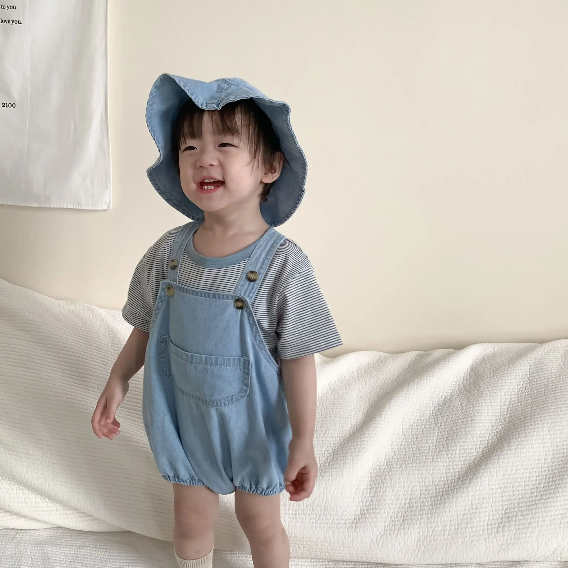 Baby Striped T-Shirt Overalls Korean Style 2026 Summer - Image 4