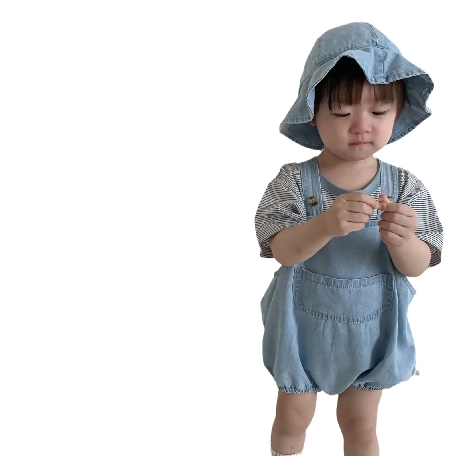 Baby Striped T-Shirt Overalls Korean Style 2026 Summer - Image 5
