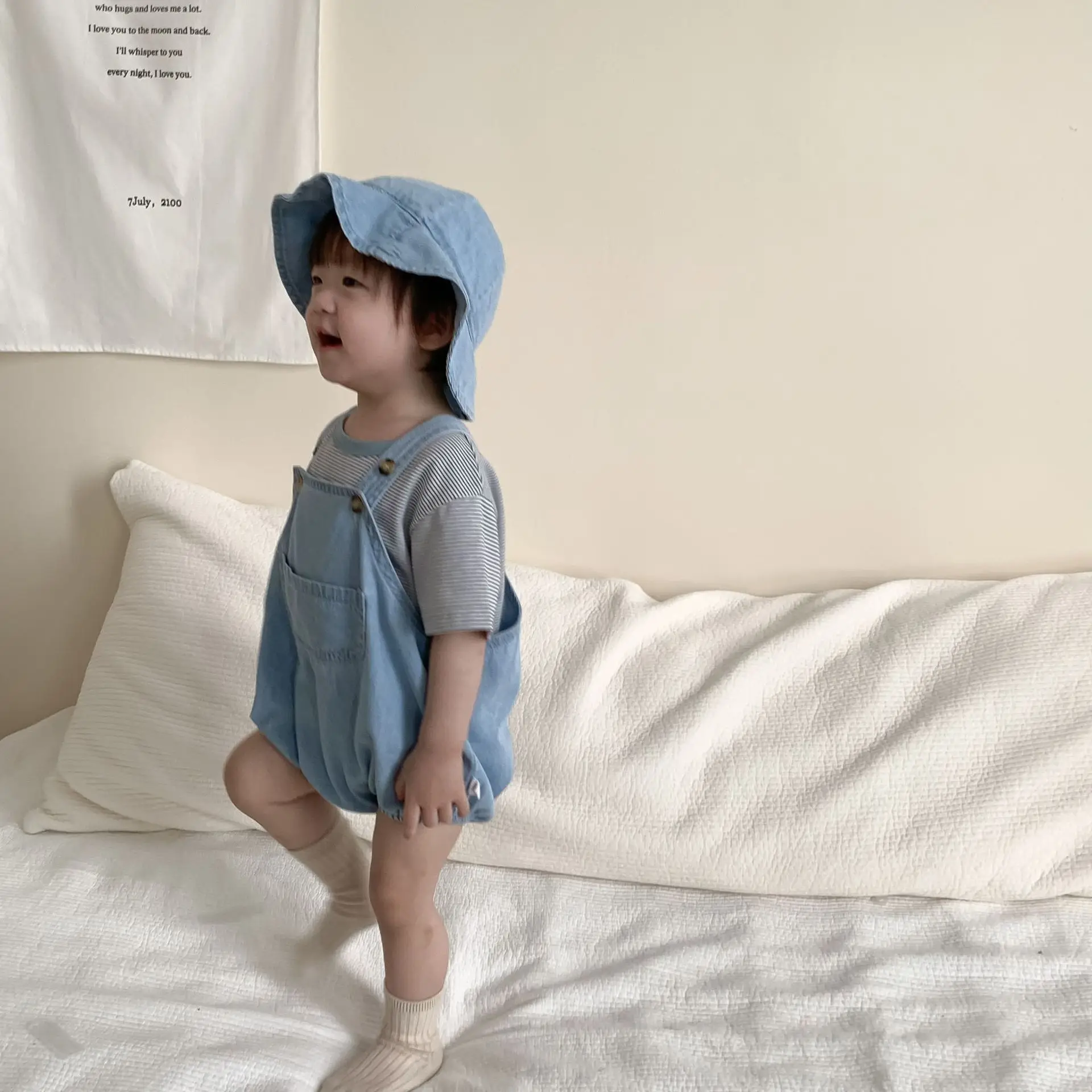 Baby Striped T-Shirt Overalls Korean Style 2026 Summer — feature 3