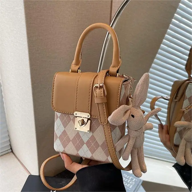 Pink Rhombic Shoulder Bag Women 2024 New - Image 9