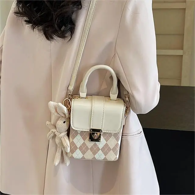 Pink Rhombic Shoulder Bag Women 2024 New - Image 10