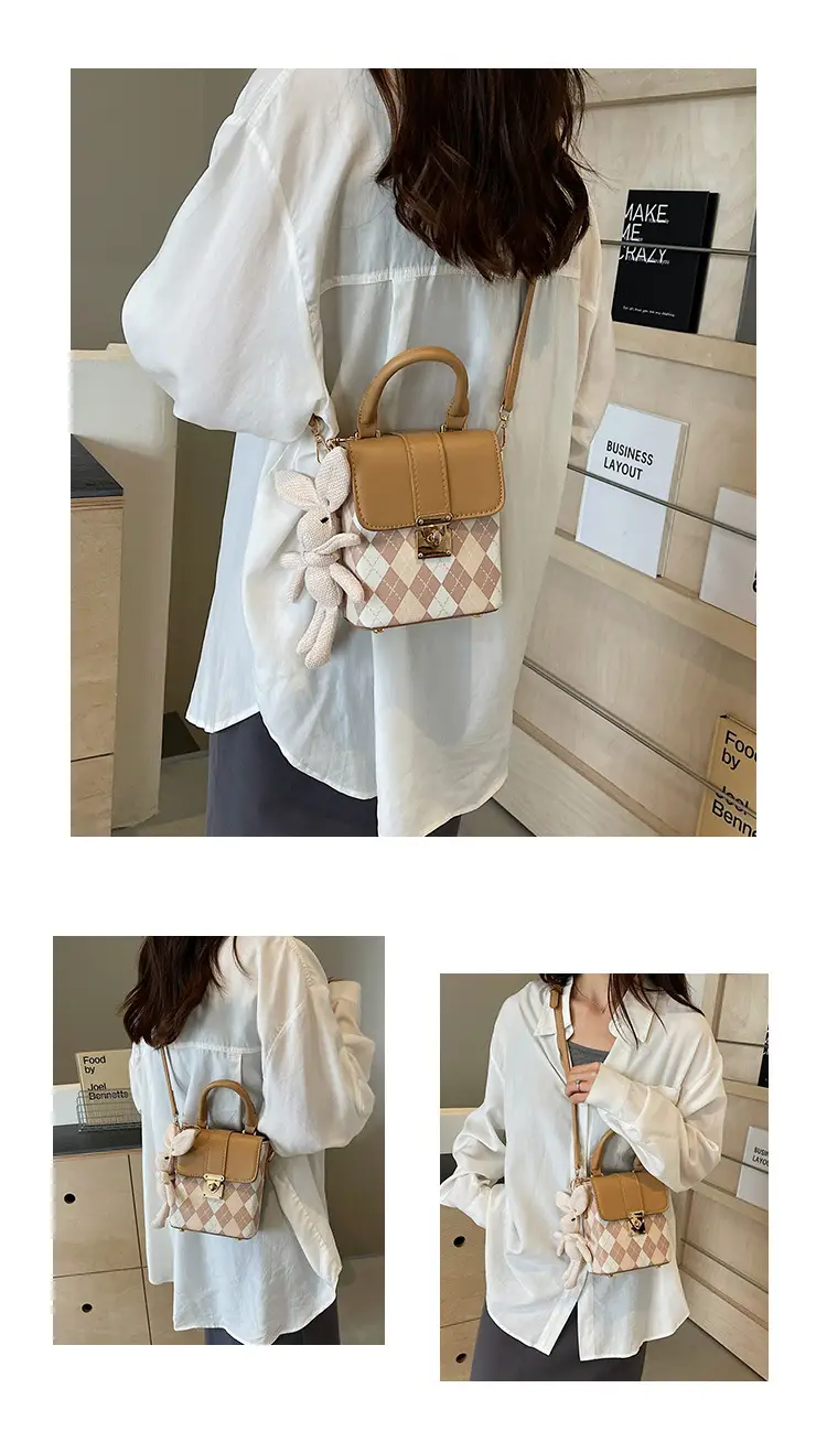 Pink Rhombic Shoulder Bag Women 2024 New — feature 12