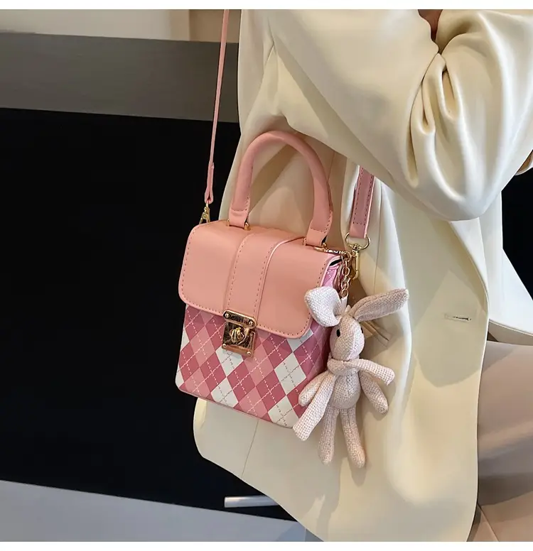 Pink Rhombic Shoulder Bag Women 2024 New — feature 22