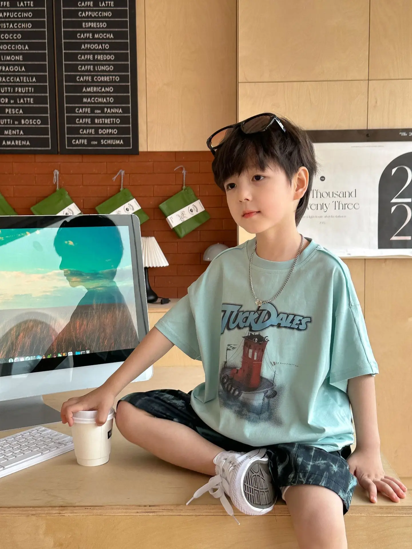 Boys Korean Retro Printed Shorts T-Shirt Set Summer 2025 - Image 6