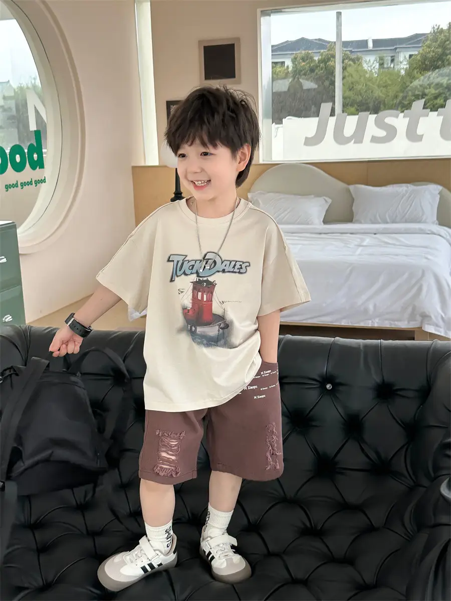 Boys Korean Retro Printed Shorts T-Shirt Set Summer 2025 — feature 10