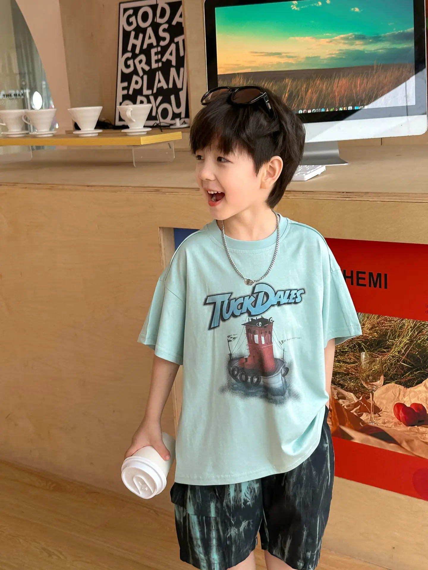 Boys Korean Retro Printed Shorts T-Shirt Set Summer 2025 — feature 12