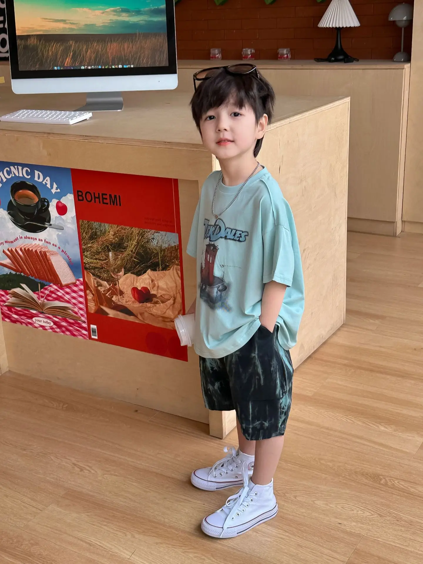 Boys Korean Retro Printed Shorts T-Shirt Set Summer 2025 — feature 13