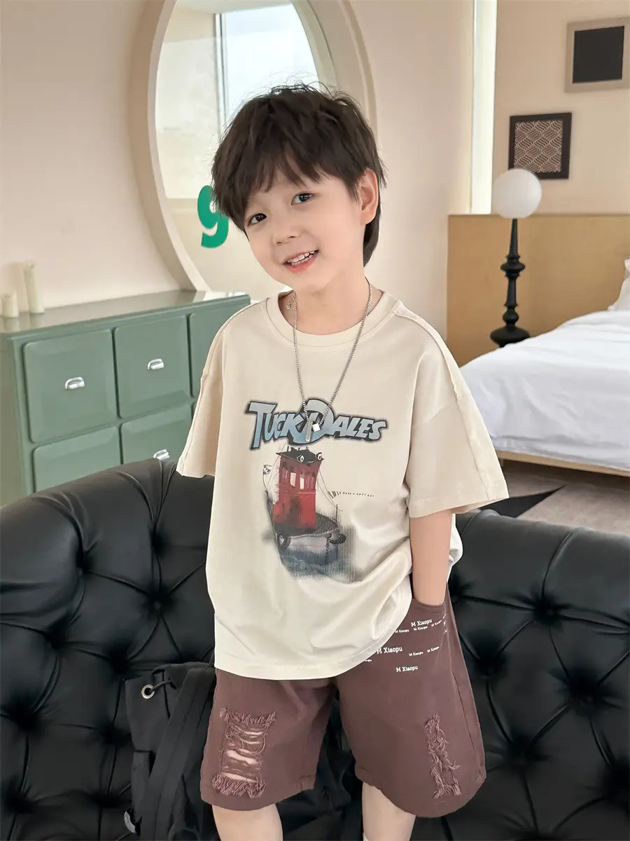 Boys Korean Retro Printed Shorts T-Shirt Set Summer 2025 — feature 15