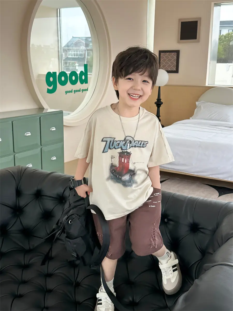 Boys Korean Retro Printed Shorts T-Shirt Set Summer 2025 — feature 16