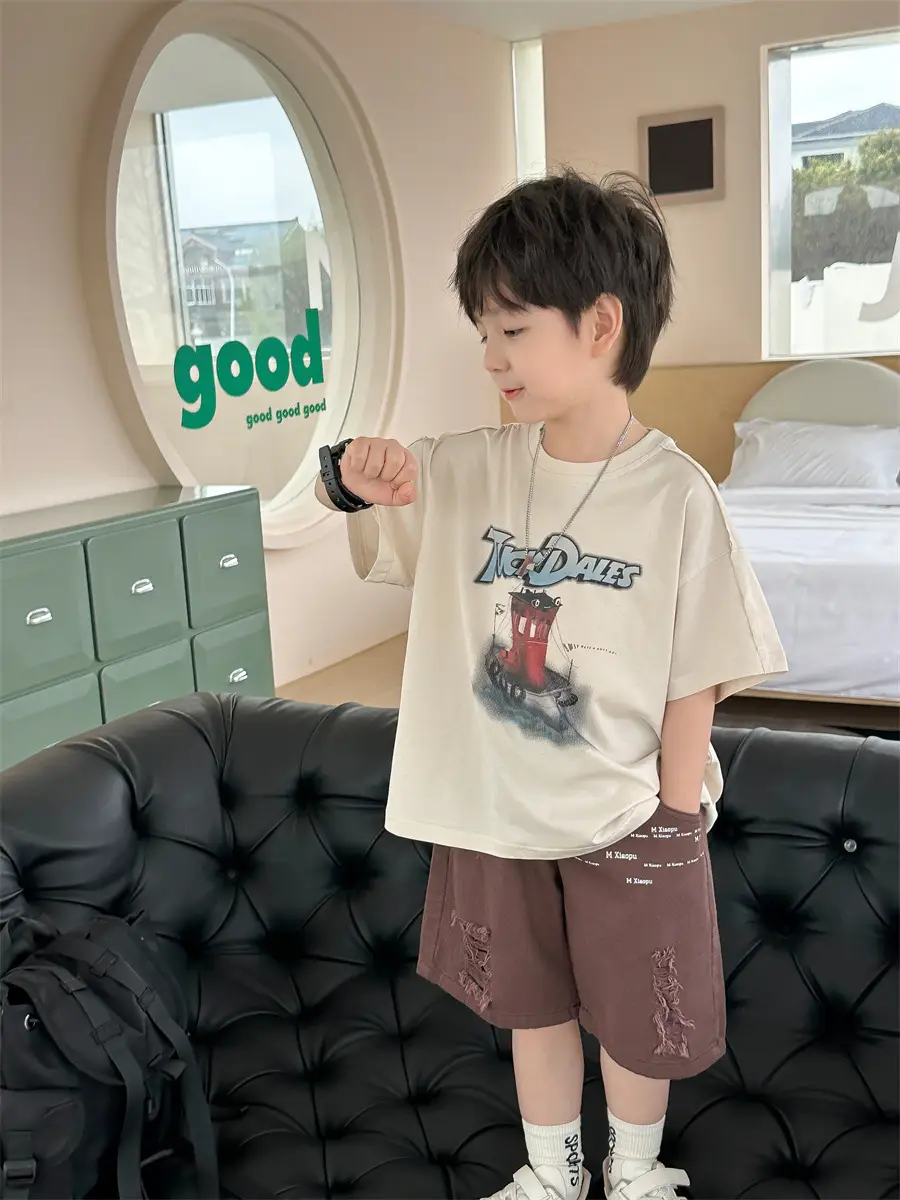 Boys Korean Retro Printed Shorts T-Shirt Set Summer 2025 — feature 17