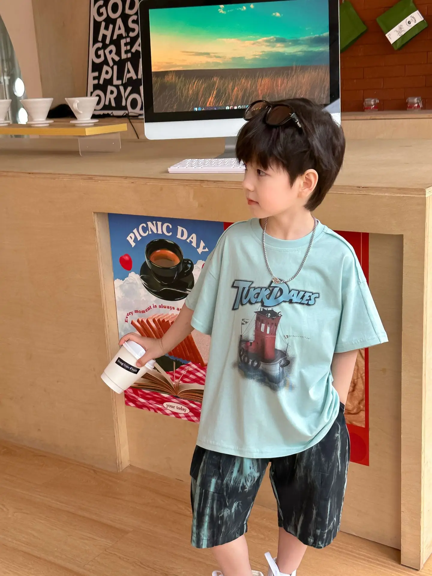 Boys Korean Retro Printed Shorts T-Shirt Set Summer 2025 — feature 24