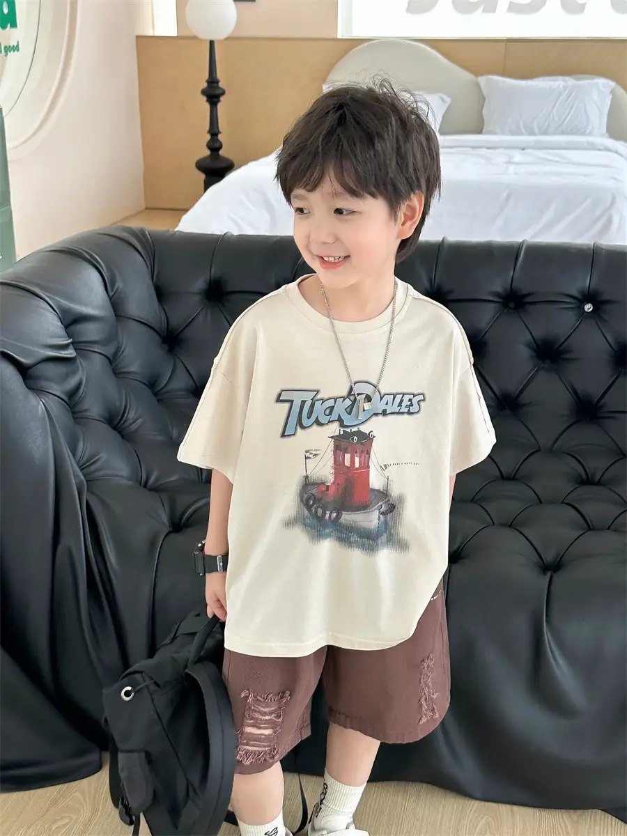 Boys Korean Retro Printed Shorts T-Shirt Set Summer 2025 — feature 7