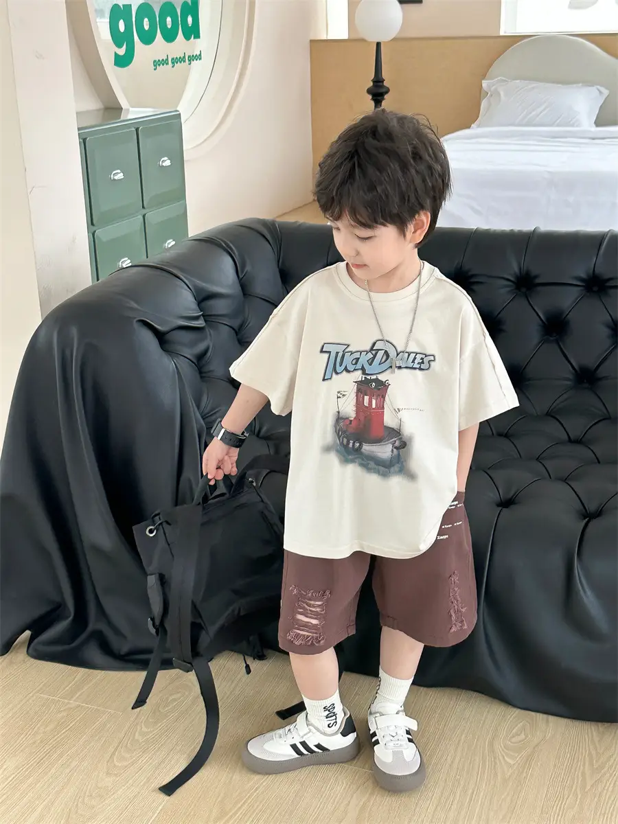 Boys Korean Retro Printed Shorts T-Shirt Set Summer 2025 — feature 8