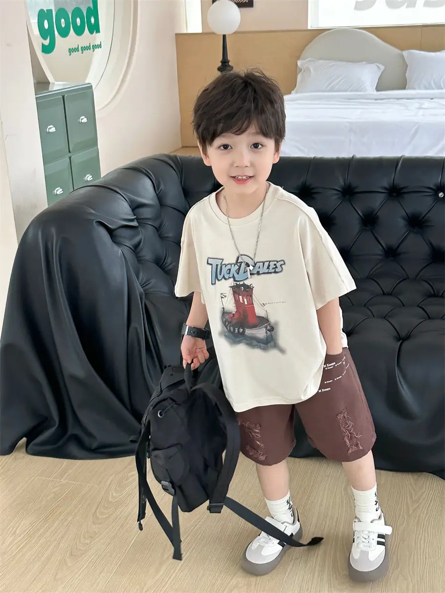 Boys Korean Retro Printed Shorts T-Shirt Set Summer 2025 — feature 9