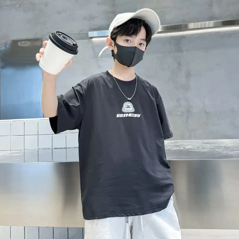 Summer T-shirt for Boys Black Short Sleeve Casual Wear - Image 2