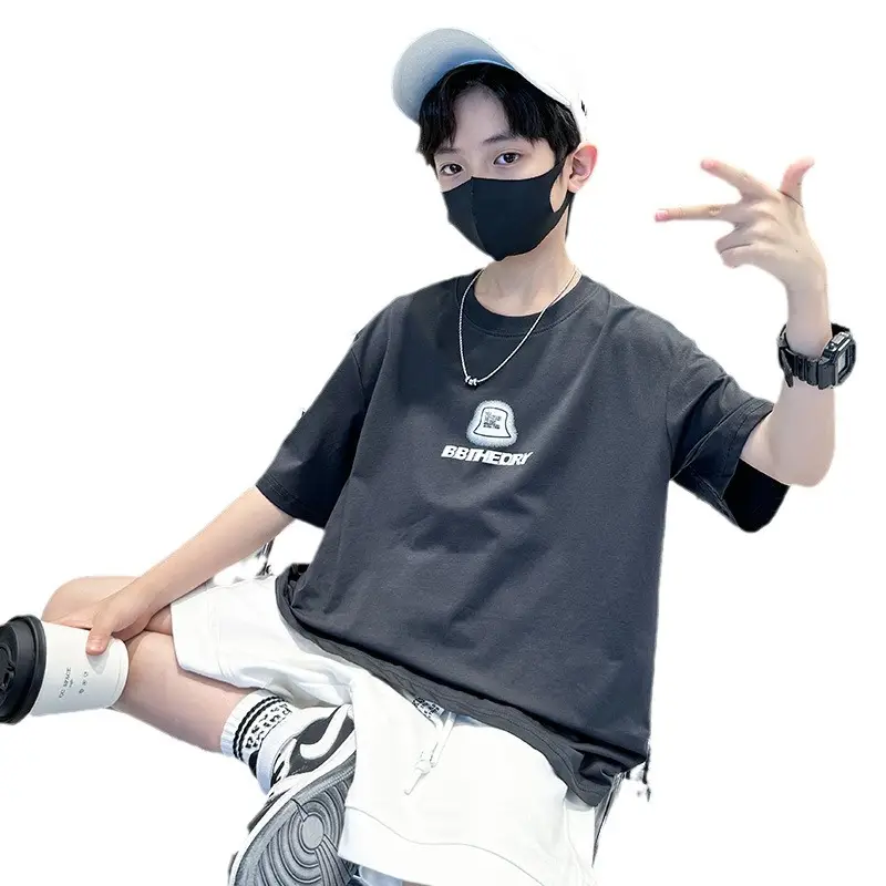 Summer T-shirt for Boys Black Short Sleeve Casual Wear - Image 5
