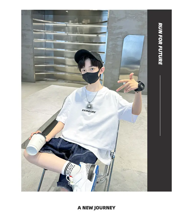 Summer T-shirt for Boys Black Short Sleeve Casual Wear — feature 11