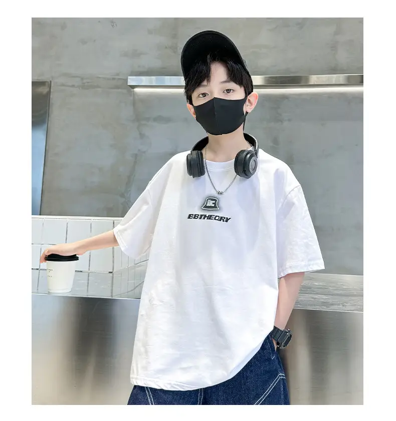 Summer T-shirt for Boys Black Short Sleeve Casual Wear — feature 12
