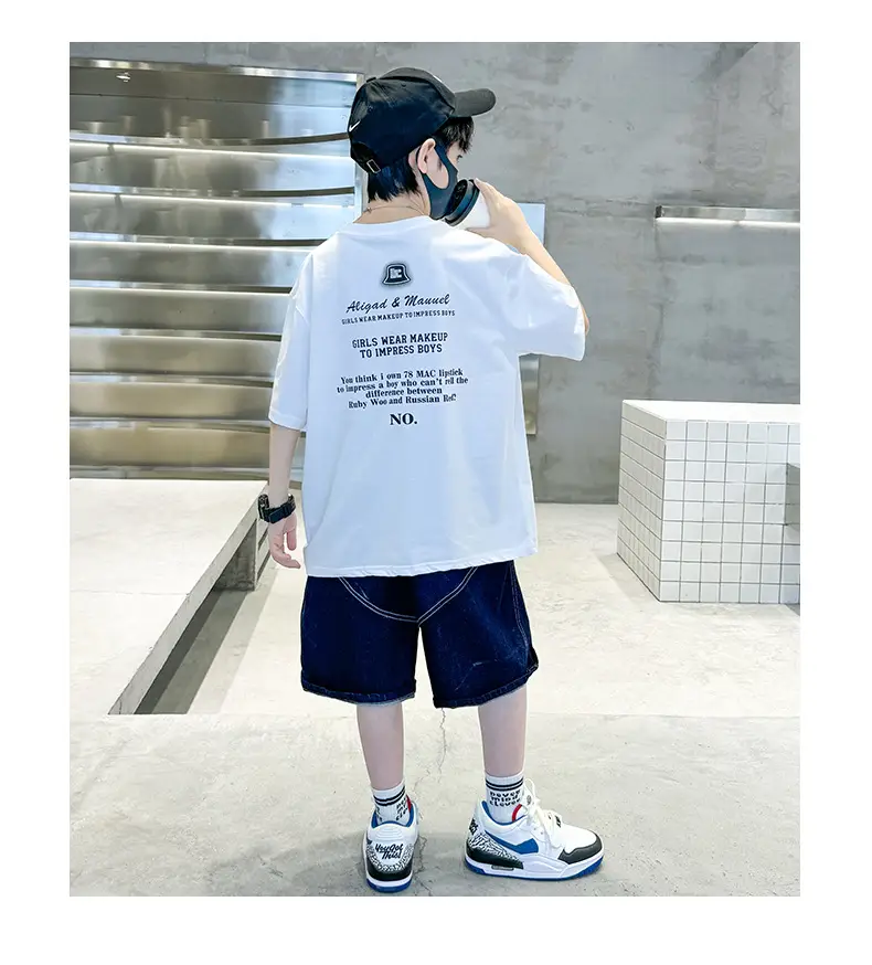 Summer T-shirt for Boys Black Short Sleeve Casual Wear — feature 13