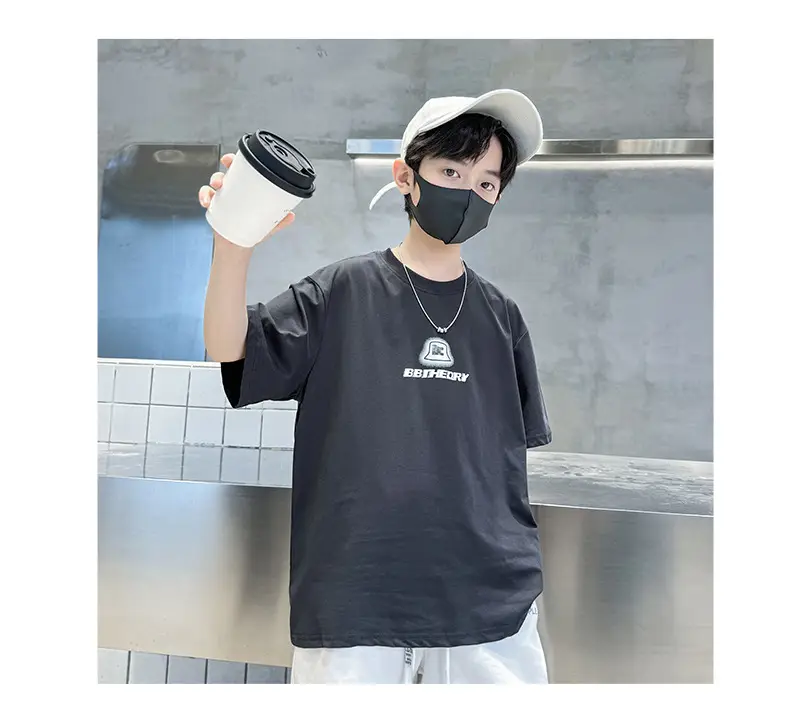 Summer T-shirt for Boys Black Short Sleeve Casual Wear — feature 16