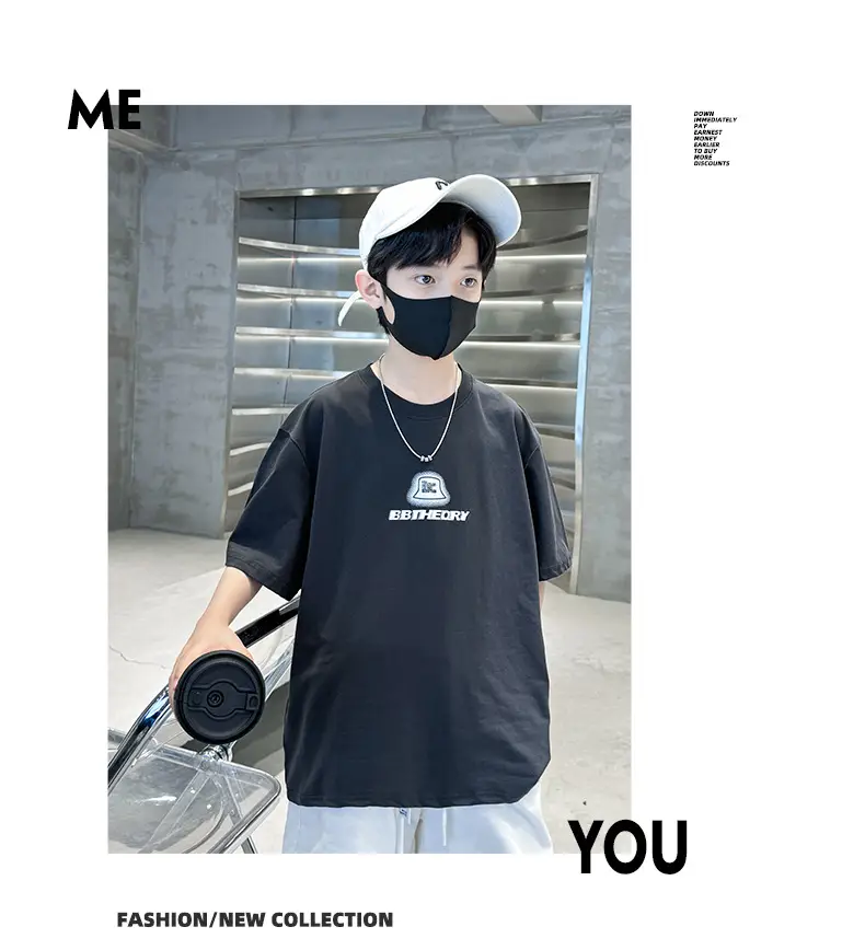 Summer T-shirt for Boys Black Short Sleeve Casual Wear — feature 17
