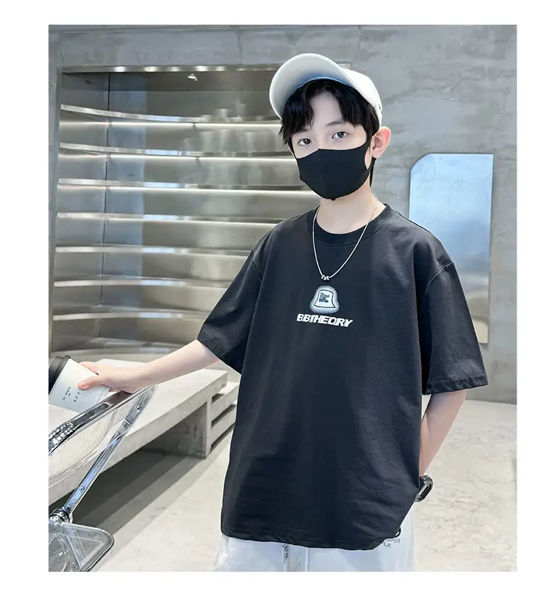 Summer T-shirt for Boys Black Short Sleeve Casual Wear — feature 19