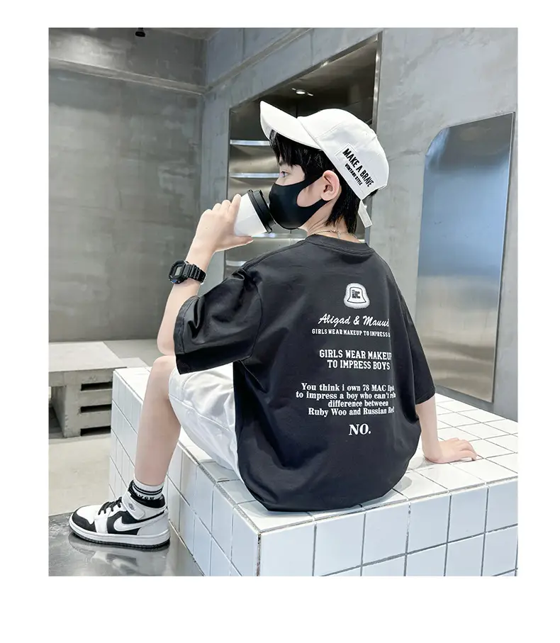 Summer T-shirt for Boys Black Short Sleeve Casual Wear — feature 20