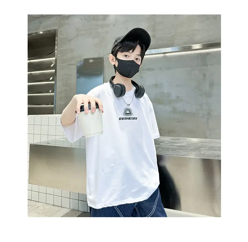 Summer T-shirt for Boys Black Short Sleeve Casual Wear — feature 9