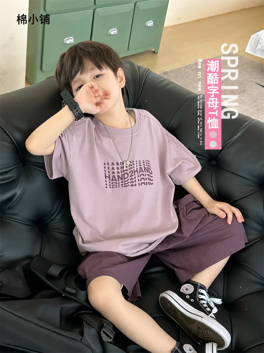 Boys Summer T-Shirt Short Sleeve Thin Purple 2026 - Image 3